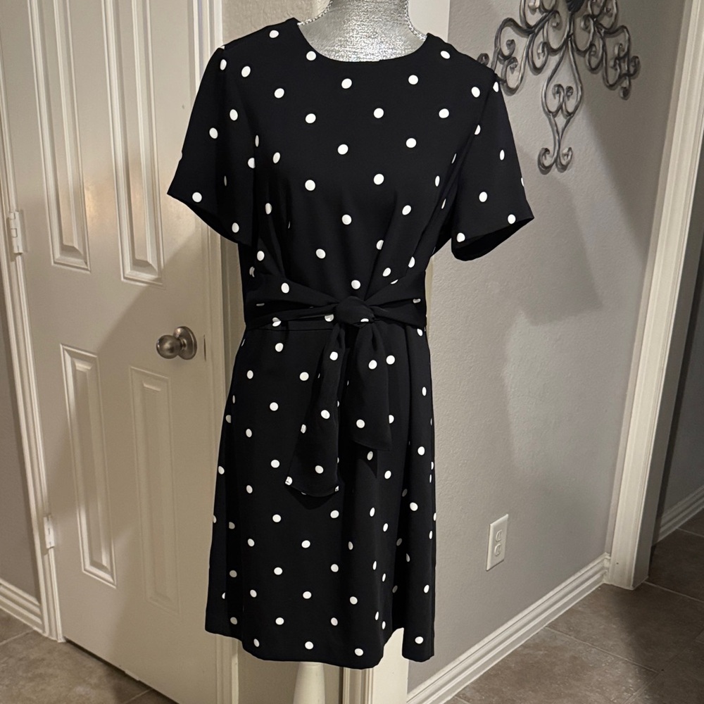 Ann Taylor Black Dress with White Dots - Picture 1 of 5